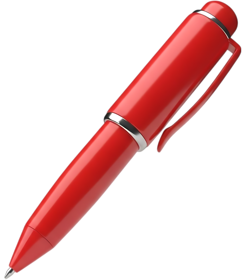 red ballpoint 3d icon transparent background png