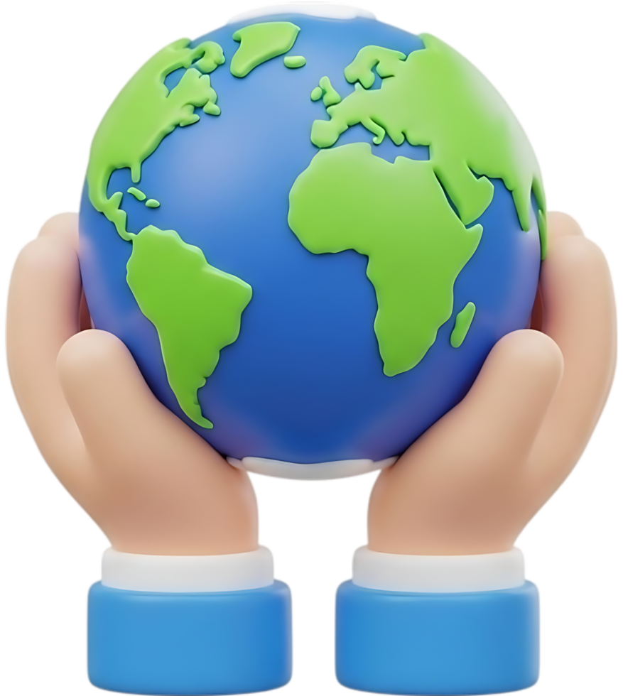 hands hold earth 3d icon transparent background png