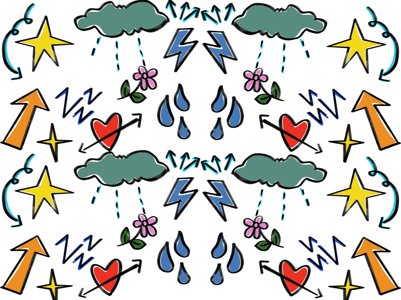 Doodle Weather Love Chaos Pattern png
