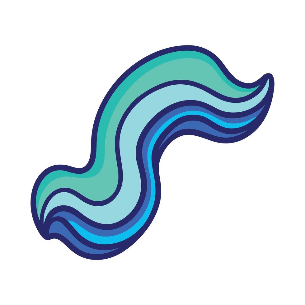 Abstract flowing turquoise shape with dark outline on white background vector