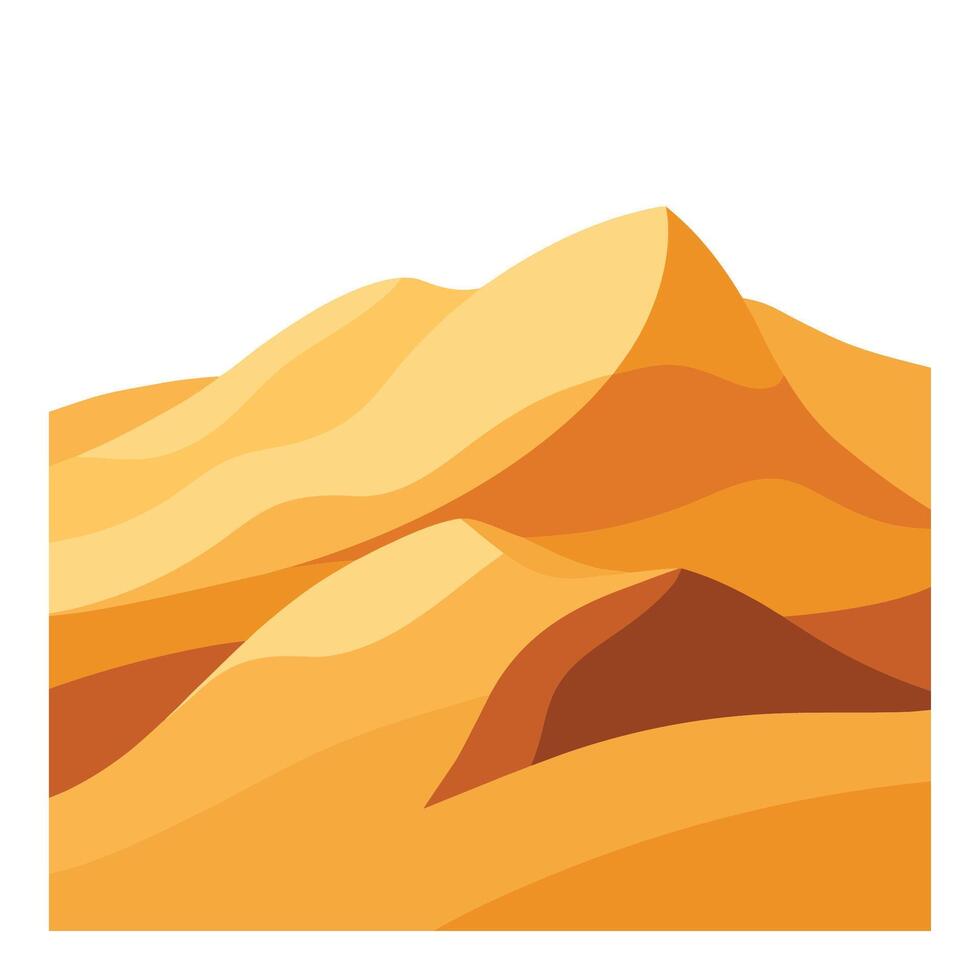 Stylized desert landscape with sand dunes in shades of yellow and orange vector