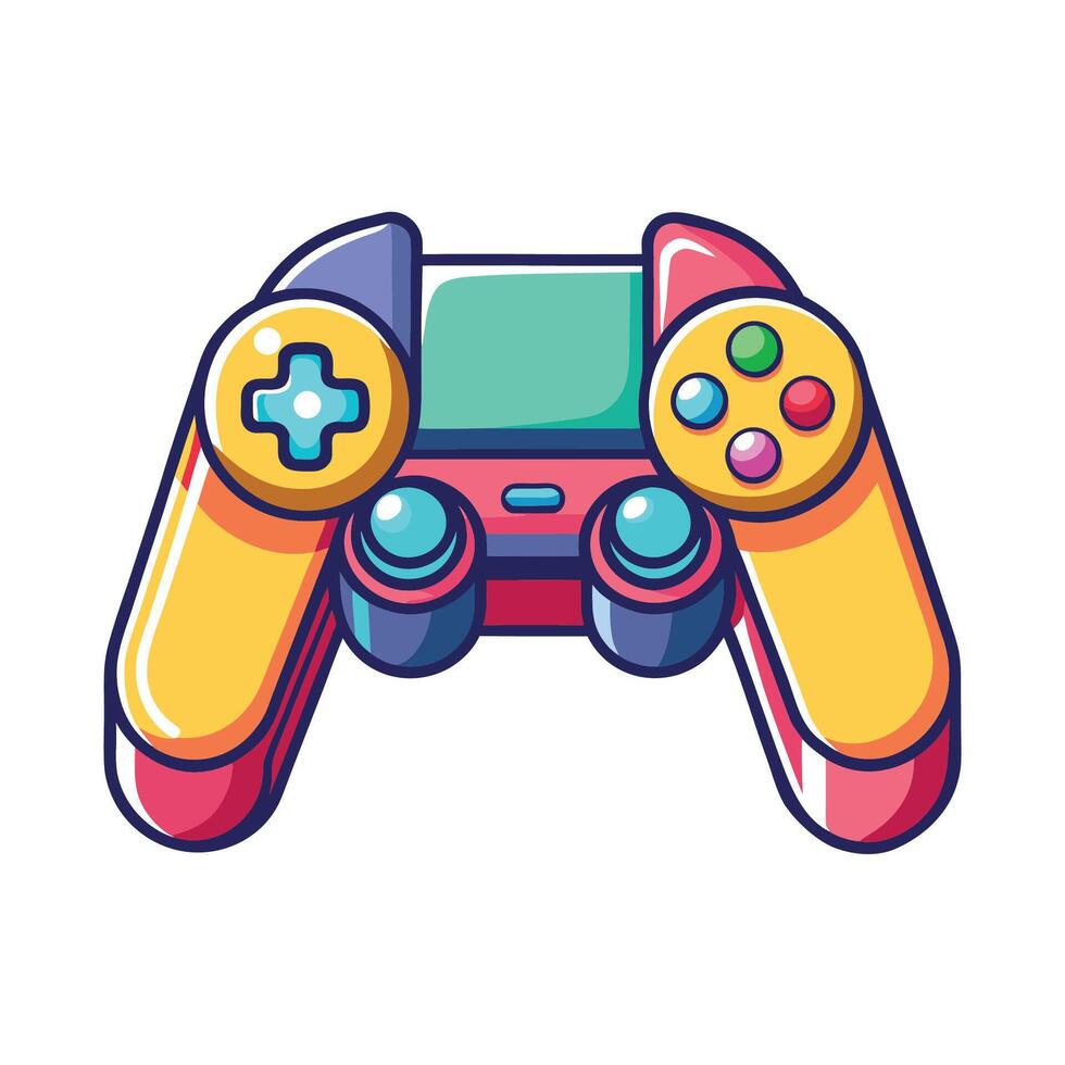 Stylized Game Controller Isolated on White Background with Cartoon Design vector
