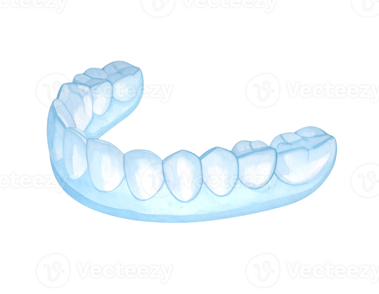 lower dental impression tray filled with silicone material for orthodontic modeling and teeth mold watercolor illustration on isolated background png