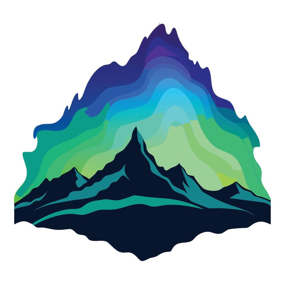 Mountain Landscape with Aurora Borealis, Abstract Design for Prints and Web vector