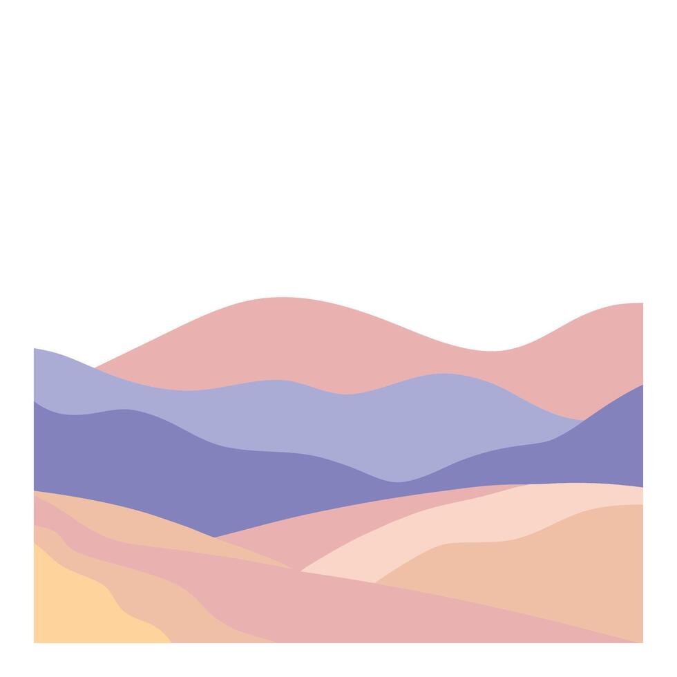 Minimalist landscape illustration with pastel mountain ranges in soft hues vector