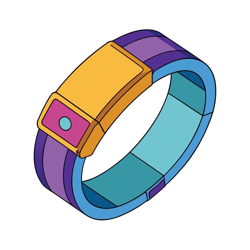 Cartoon style smart band wristband with a yellow rectangular screen design vector
