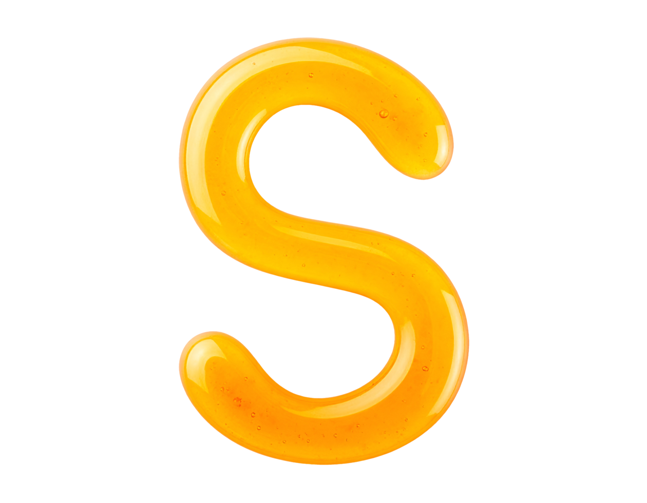 realistic honey shaped like letter s on isolated background for sweet food typography or organic product design png