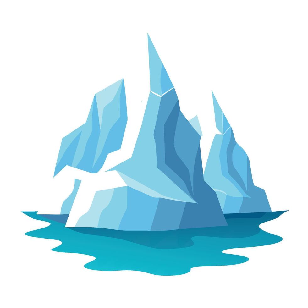 Minimalist illustration of icebergs floating in cold blue water environment landscape vector