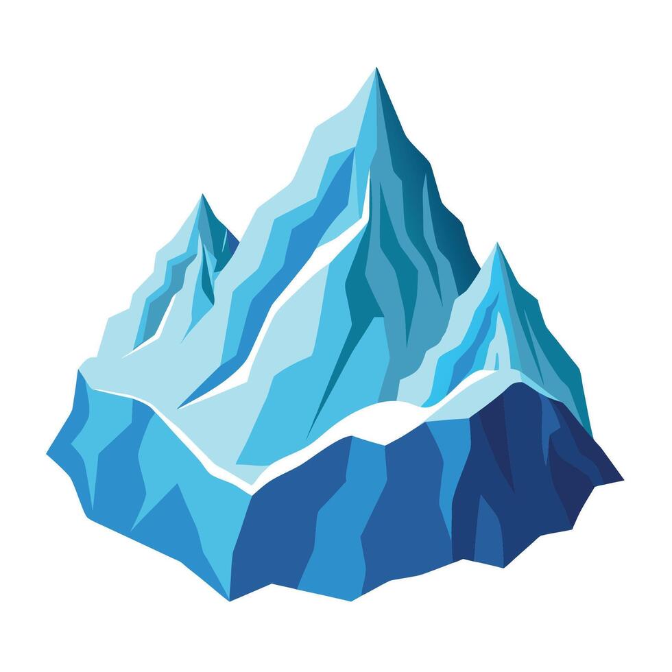 Stylized mountain range illustration featuring sharp peaks and contrasting shades of blue vector