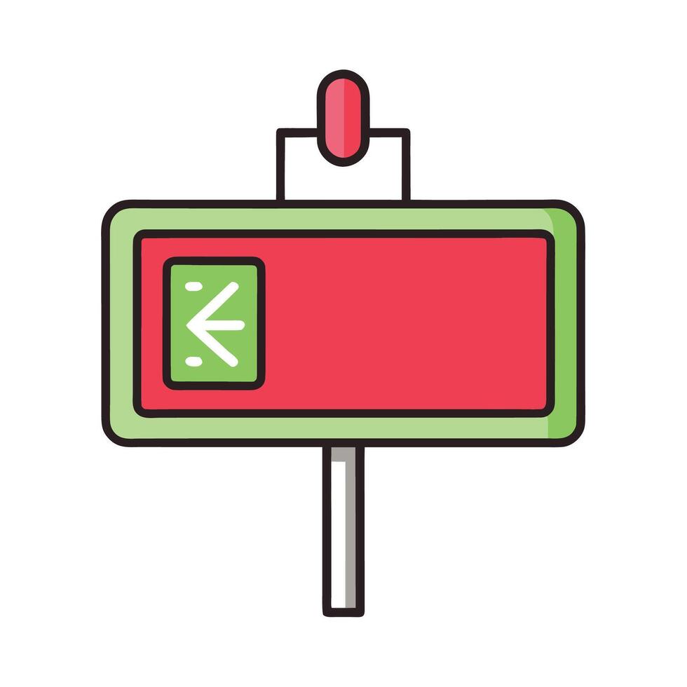 Directional sign illustration with arrow indicating left turn in flat style vector