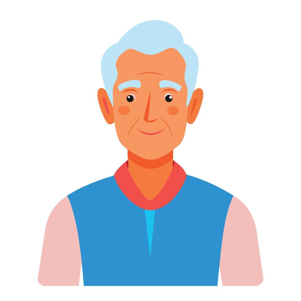 Elderly man portrait in a flat style for healthcare design vector