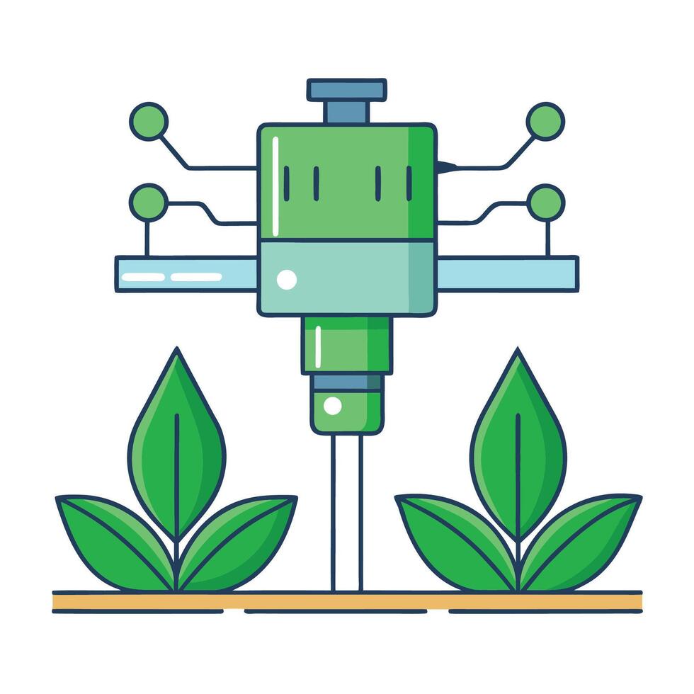 Precision Agriculture An automated system monitors and nurtures plant growth with advanced technology vector