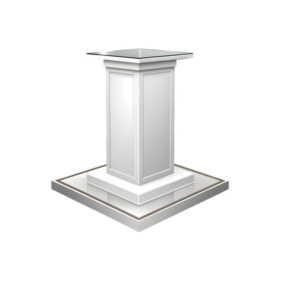 A 3D white podium isolated on transparent background png