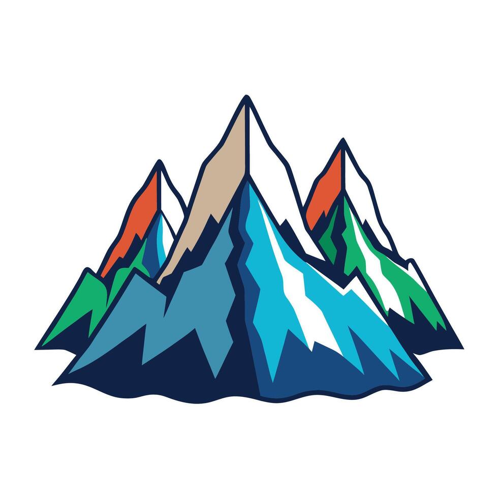 Stylized mountain range illustration with varied peaks and colorful landscape design vector