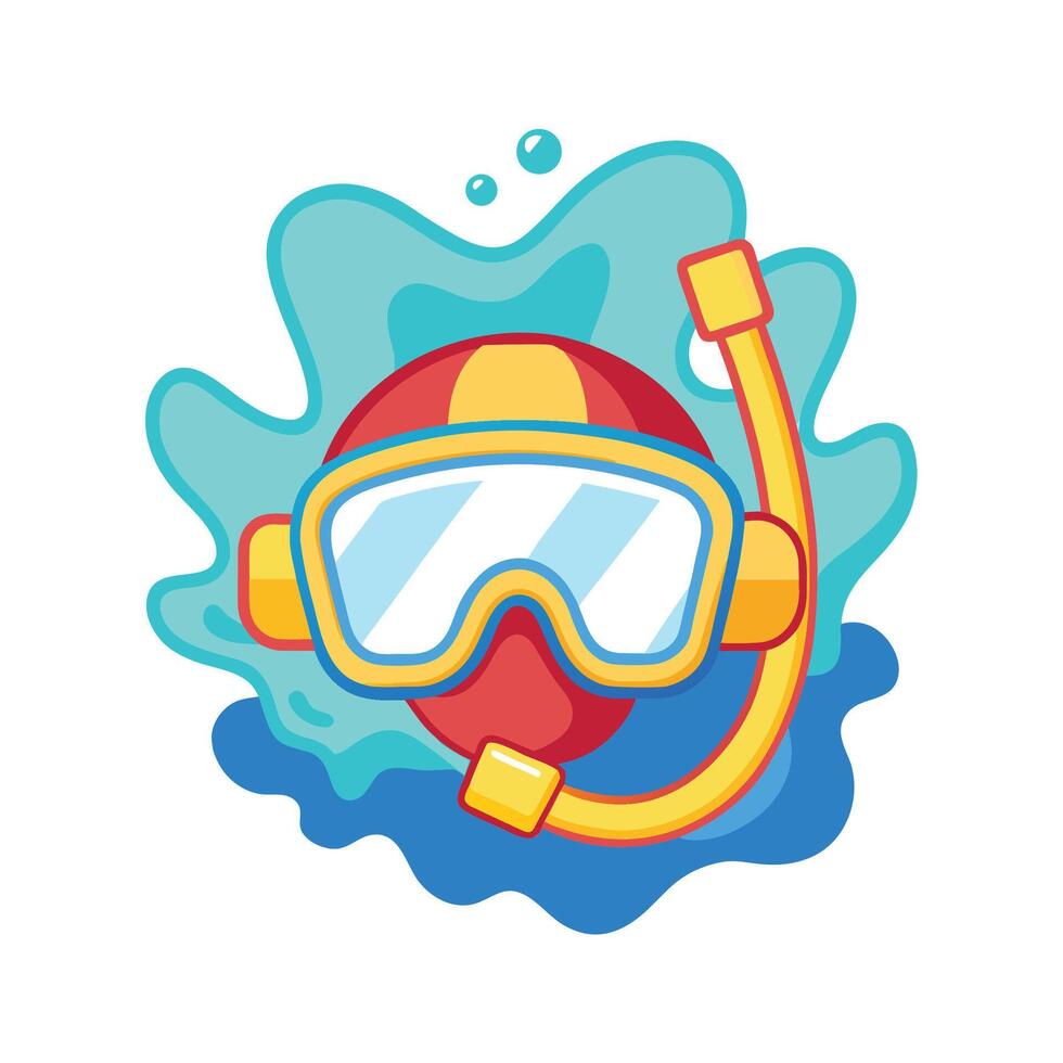 Snorkel mask and water illustration for summer vacation and diving themes vector
