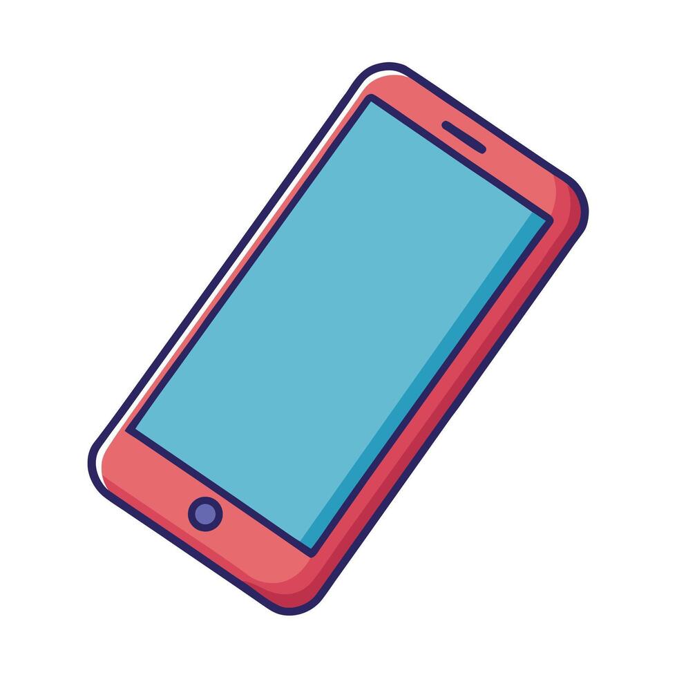Illustration of modern smartphone with blank blue screen in flat design style vector