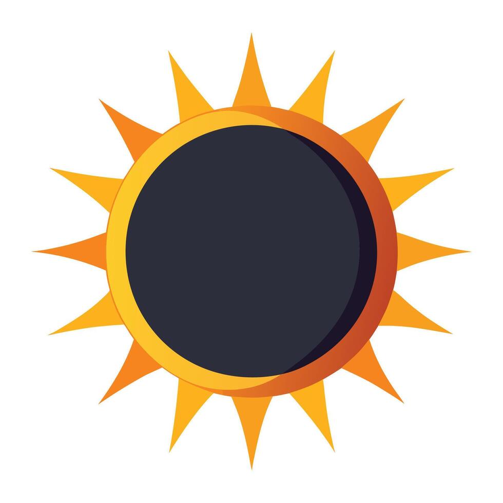 Stylized graphic of a solar eclipse with vibrant orange corona and dark disc vector