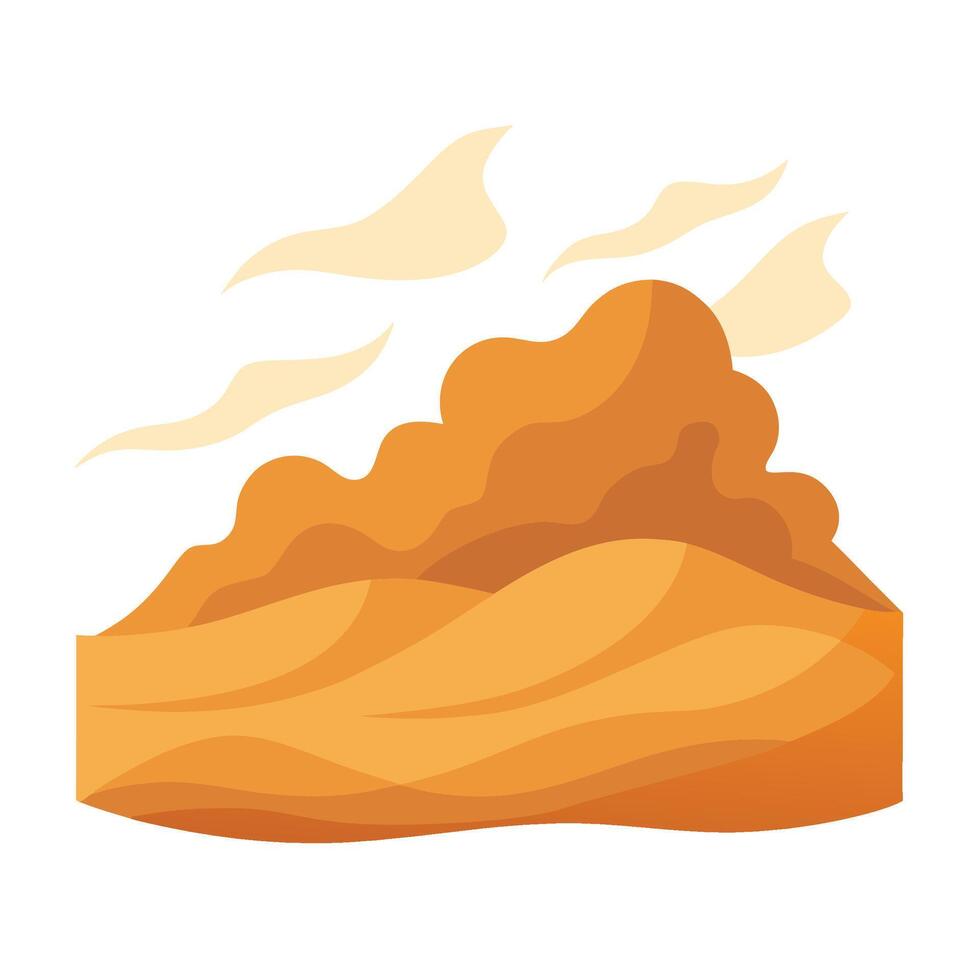 Stylized desert landscape illustration with sand dunes and soft clouds design vector