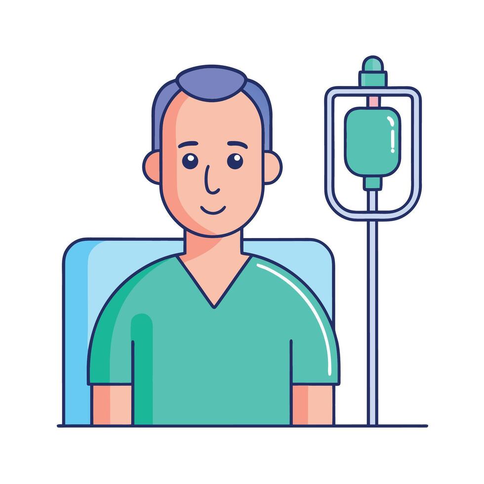 Illustration of a patient receiving IV therapy in a hospital setting vector