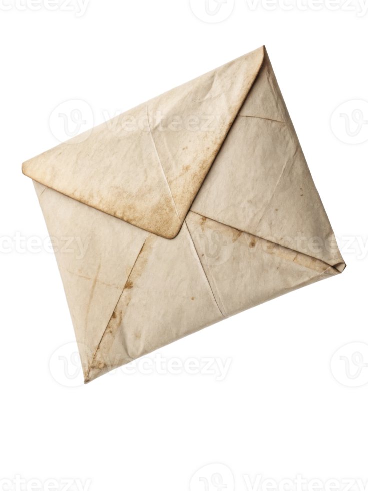 Crumpled paper envelope with vintage look showcases its aged texture and unique character, perfect for nostalgic themes png