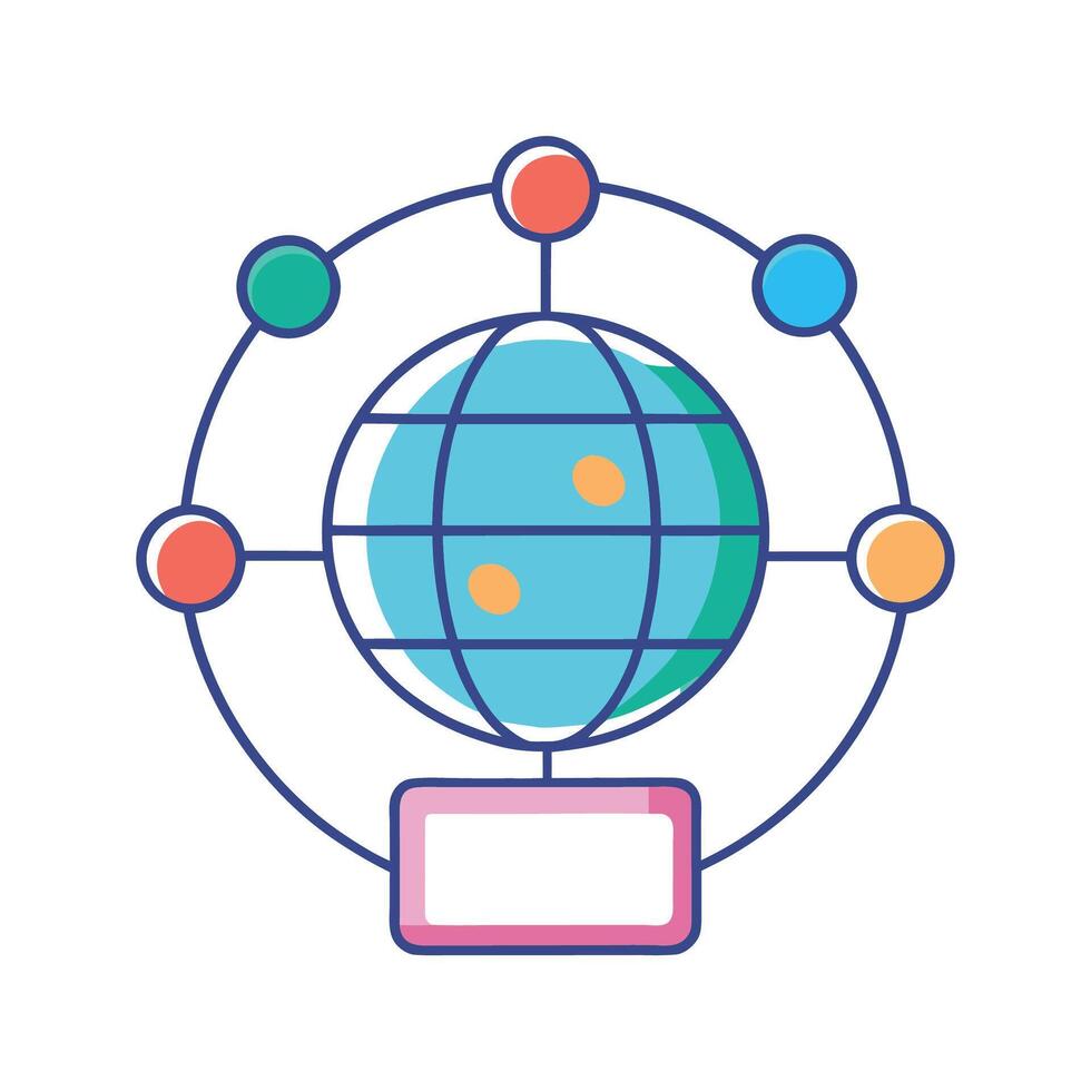 Global network illustration showing worldwide connections, communication and international business relations vector