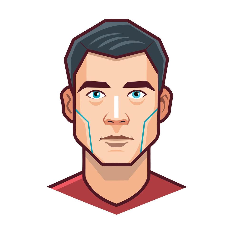 Stylized illustration of a man's face, head and shoulders against a white background vector