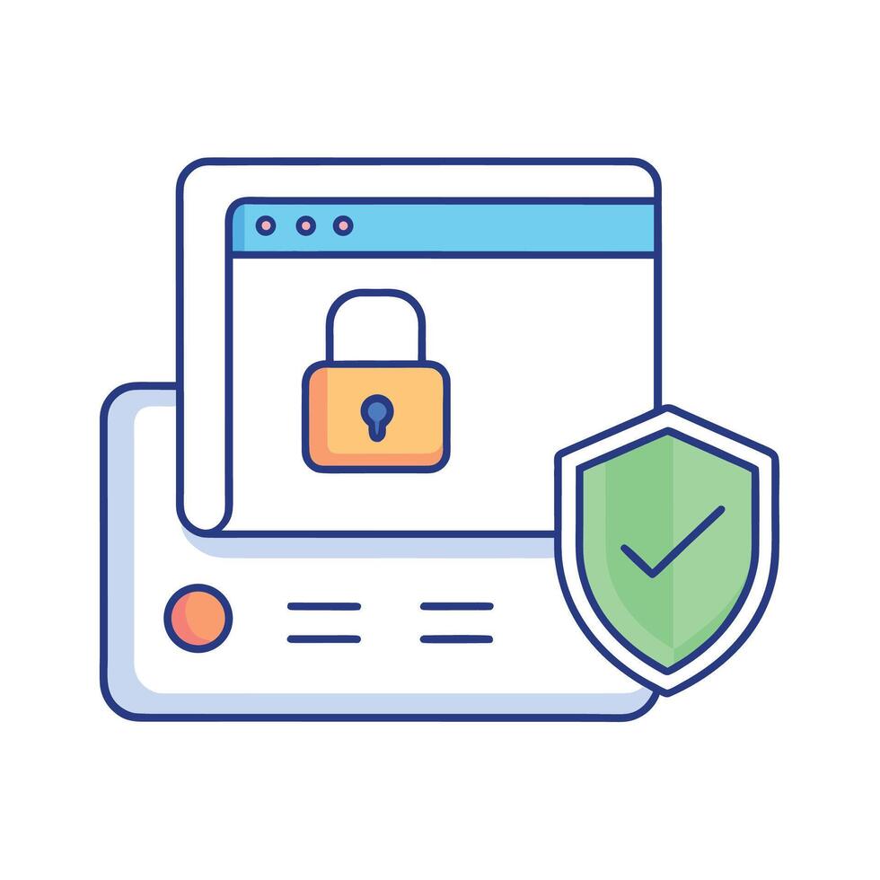 sitio web seguridad con bloquear y proteger asegurando datos proteccion para en línea los usuarios vector
