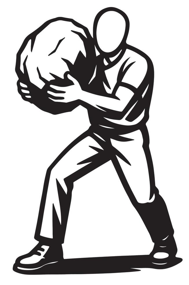 A man carrying a large rock vector