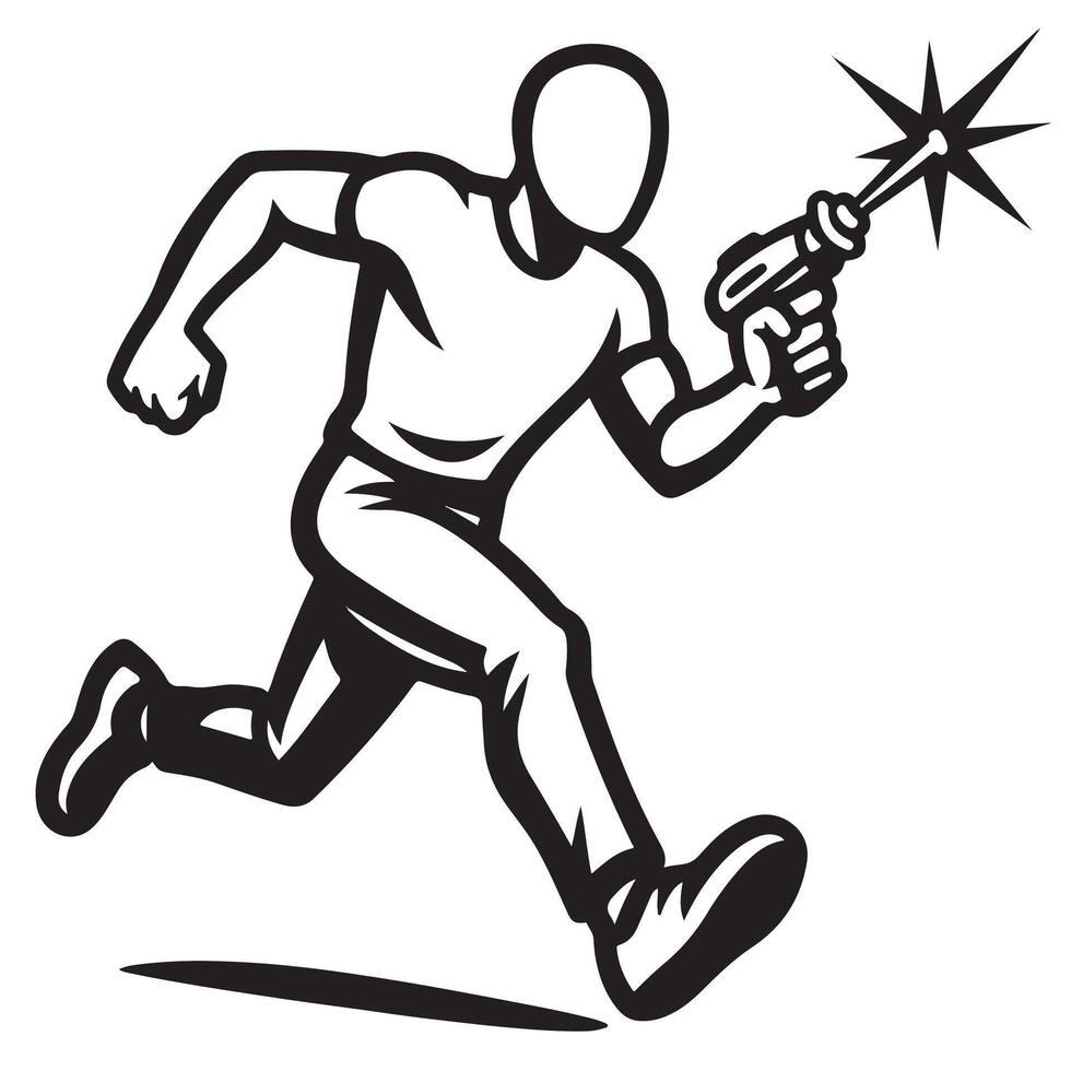 A man running with a gun in his hand vector