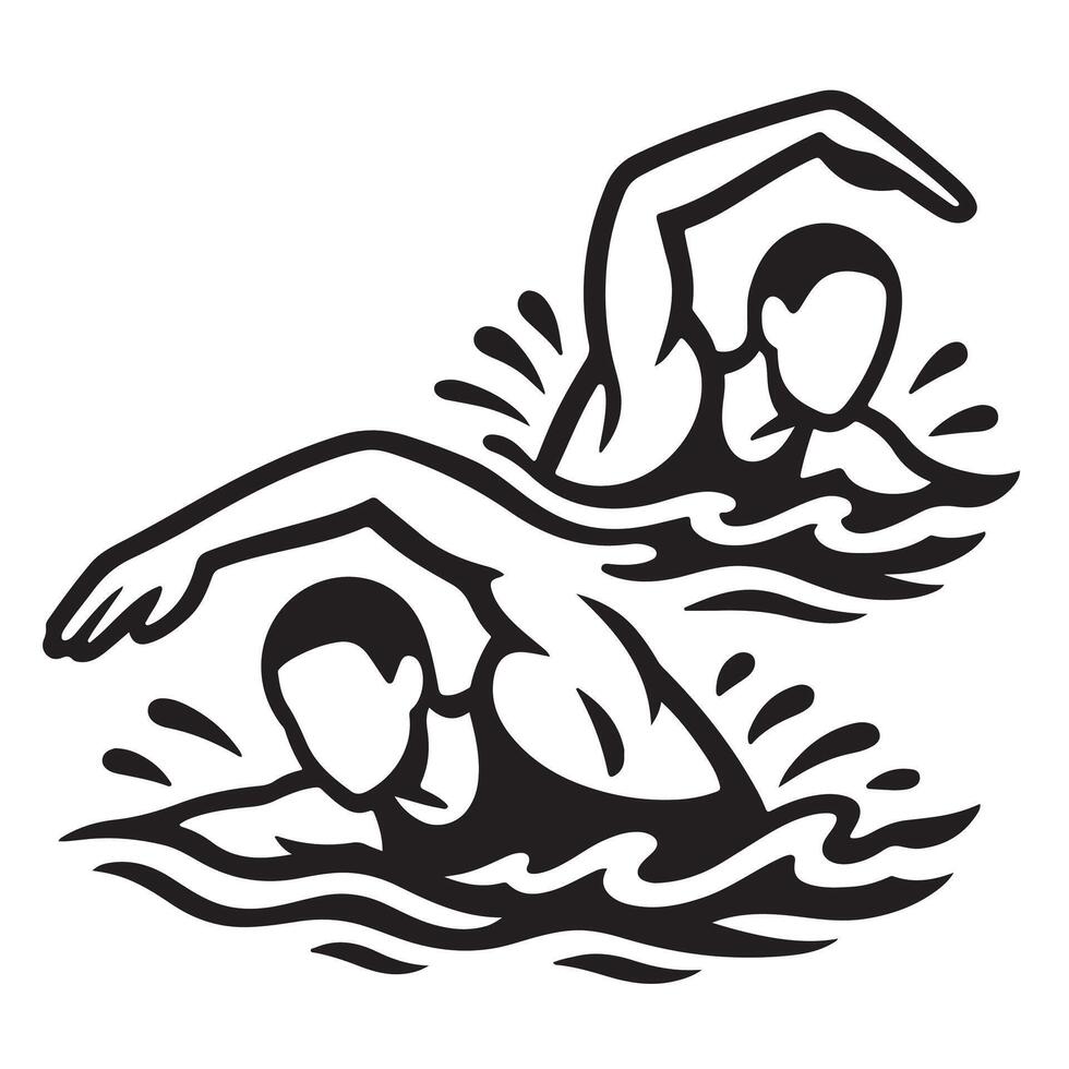 Two swimmers swimming in the water vector