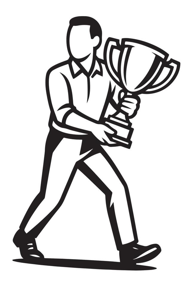 A man holding a trophy in his hand vector