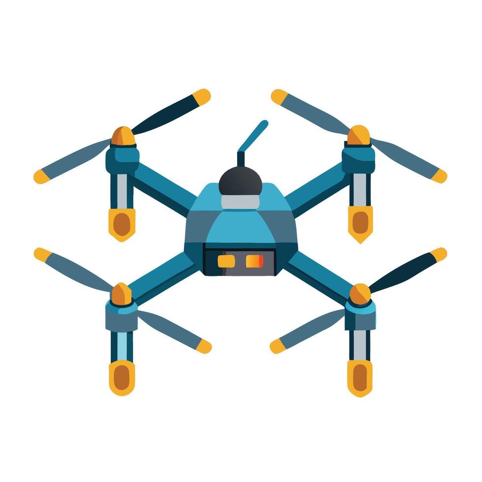 A blue drone with two propellers on top vector