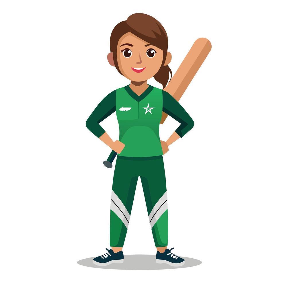 Pakistan women cricket player illustration vector