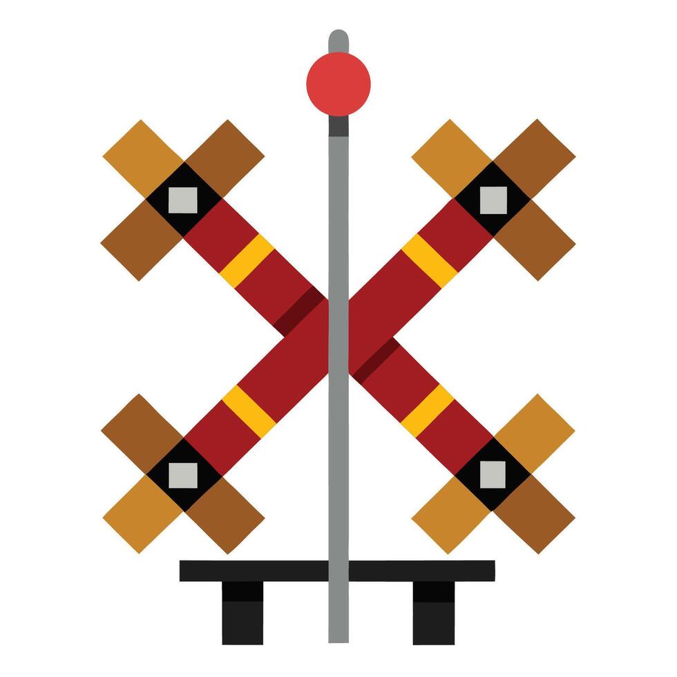 A railroad crossing sign with two crossed lines vector