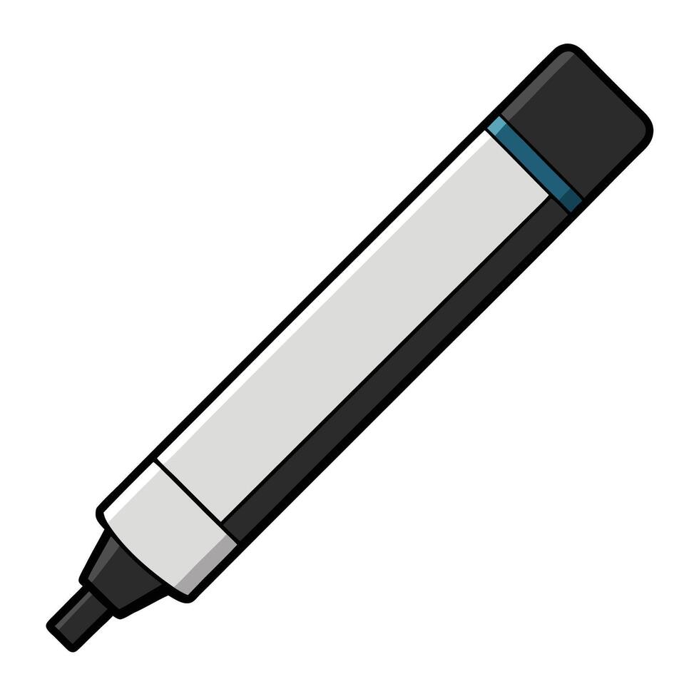 A black and white pen with a blue tip vector