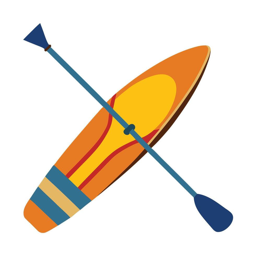 A paddle and a canoe on a white background vector