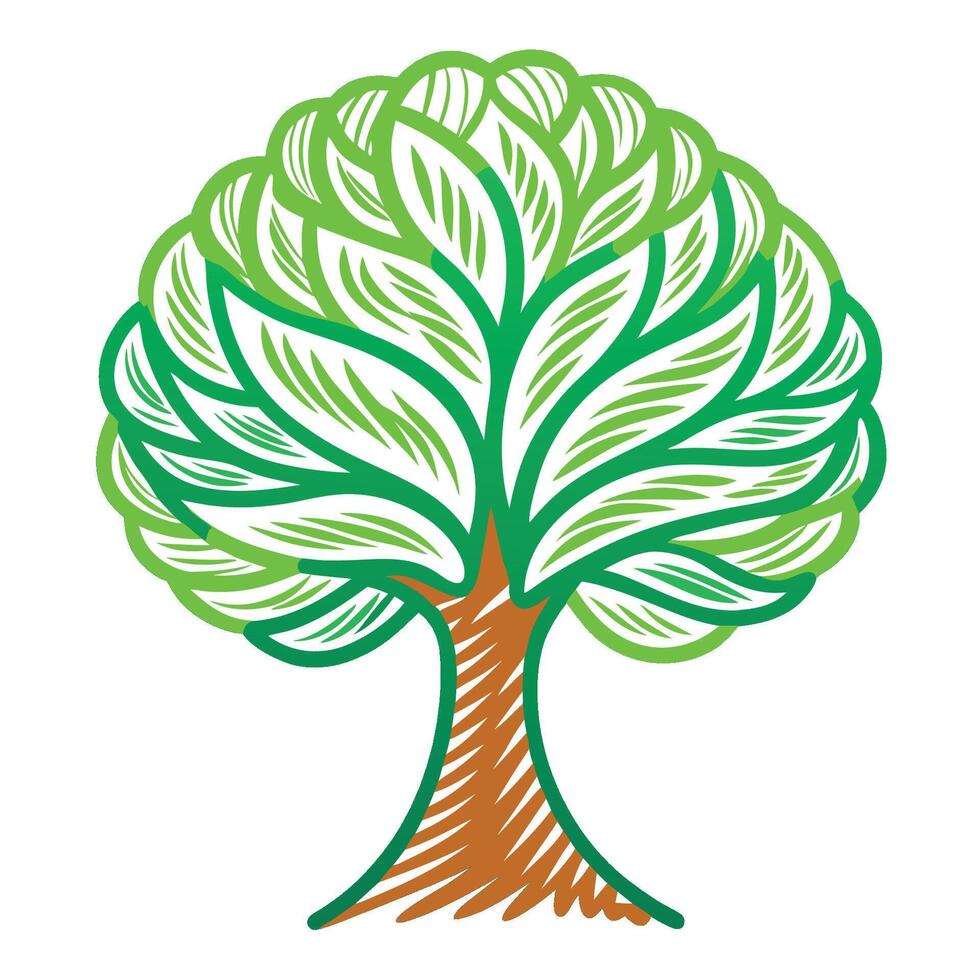 A tree with leaves and branches on a white background vector