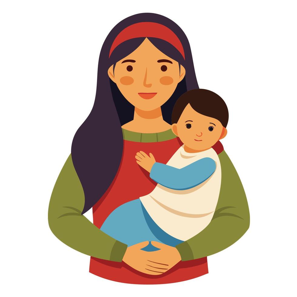 Mother holding baby illustration vector