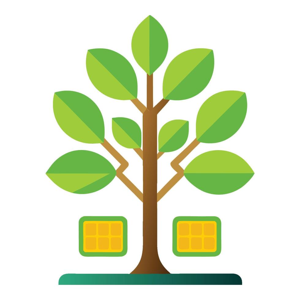 A tree with solar panels on it vector