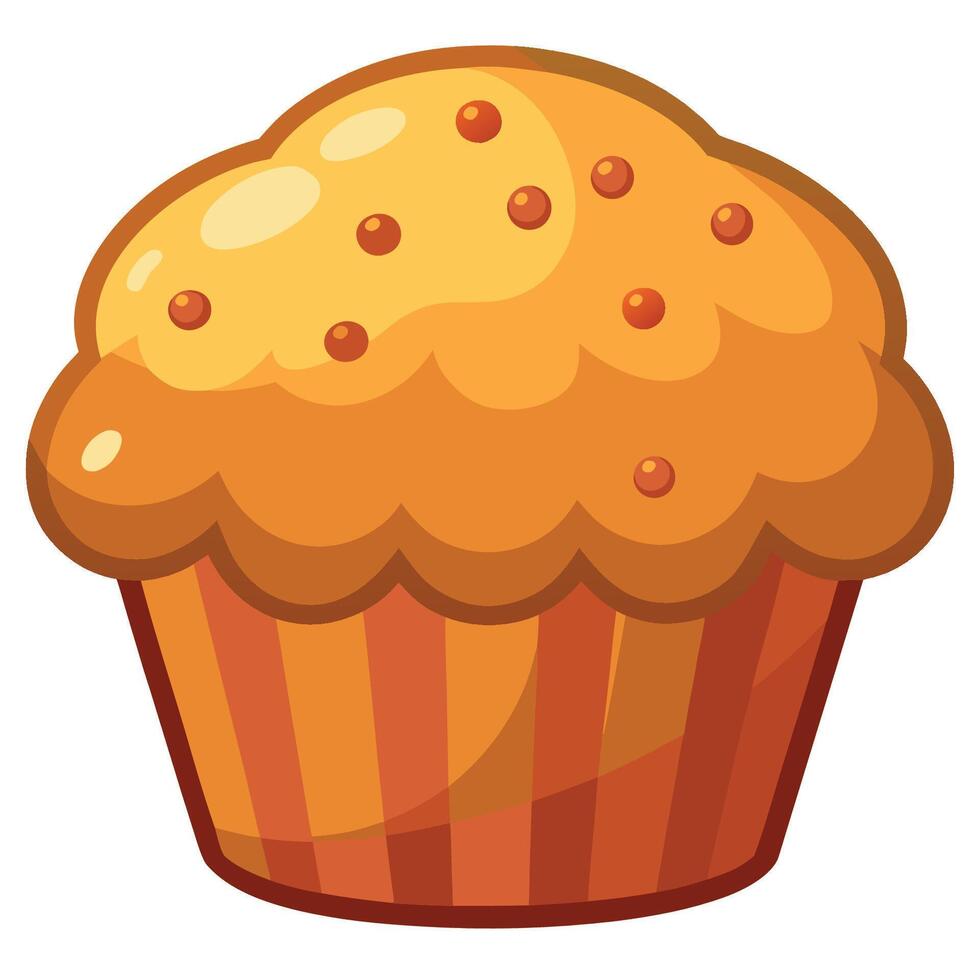 An orange muffin with brown dots on top vector