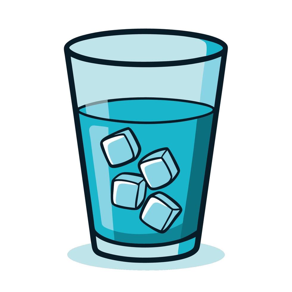 Ice cubes in a glass of water illustration vector