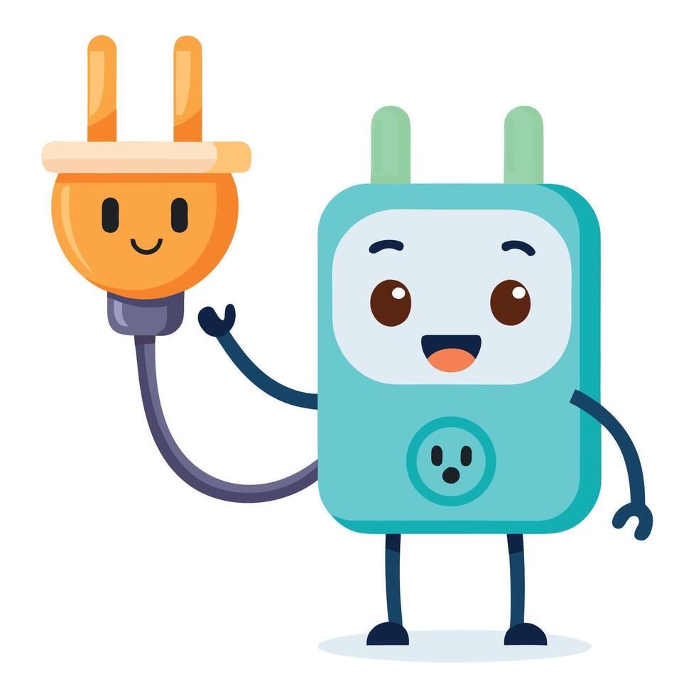 Electricity plug character illustration vector