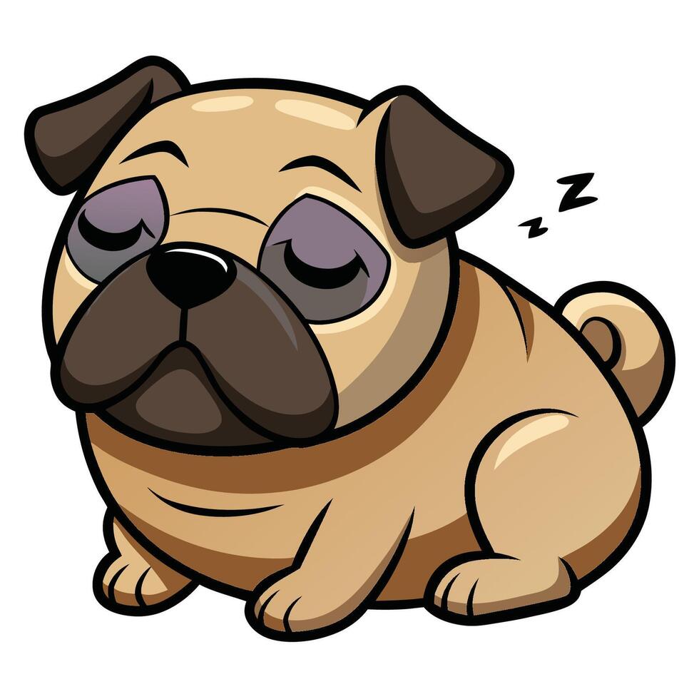 A cartoon pug dog sleeping vector