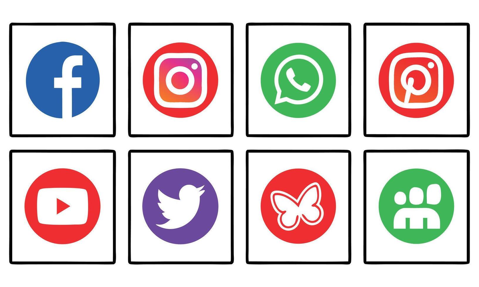 A Colorful Collection of Popular Social Media Logos Depicting Connectivity and Digital Communication in a Modern Technological Age vector