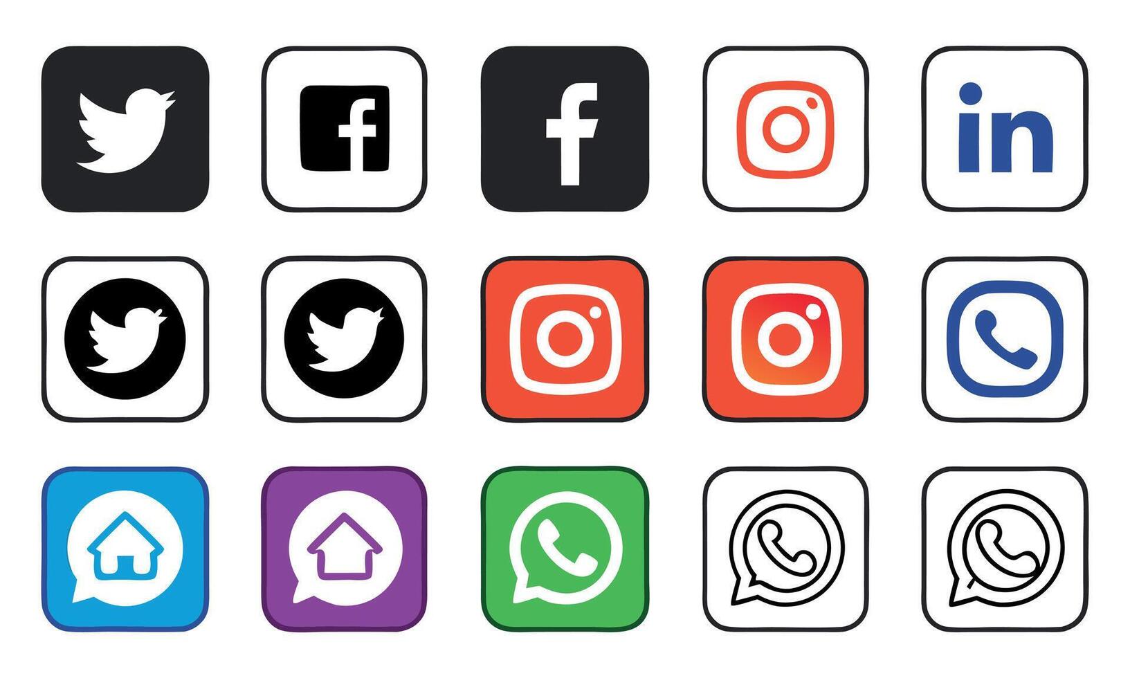 Collection of Social Media Logos Represents Digital Communication and Brand Presence on Various Platforms for Marketing vector