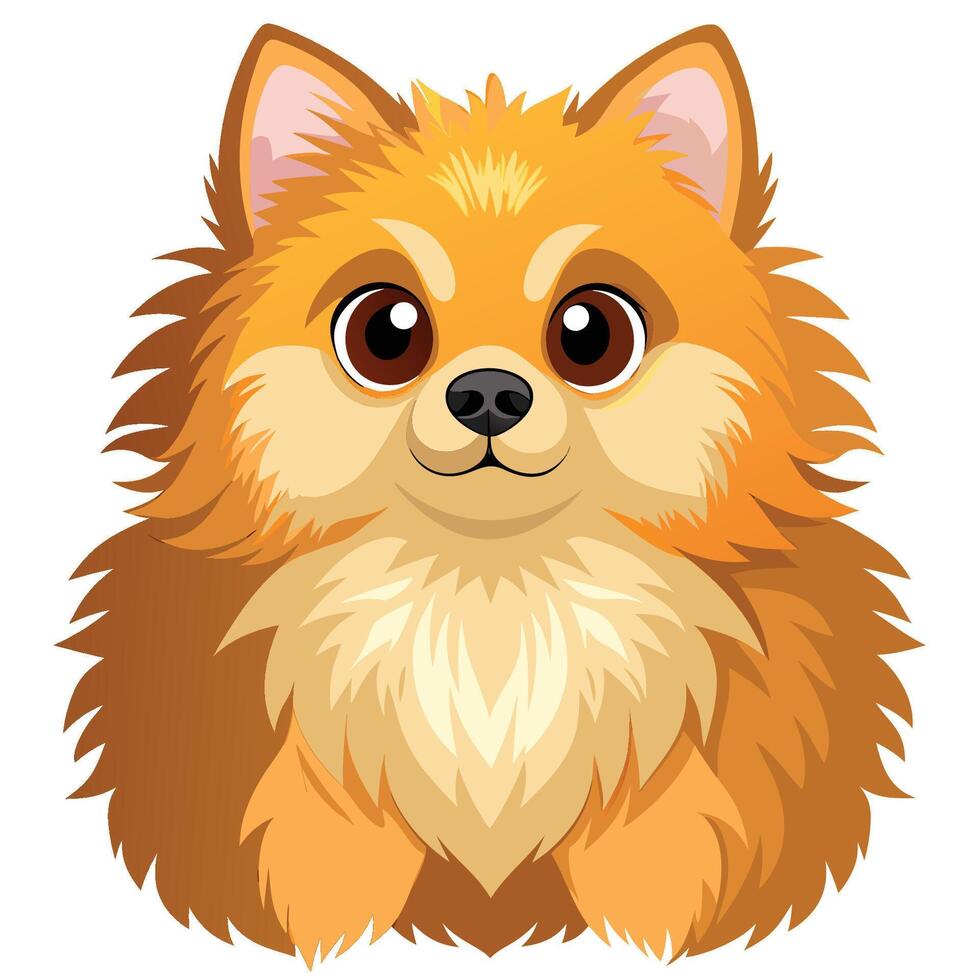 A cartoon pomeranian dog with big eyes vector