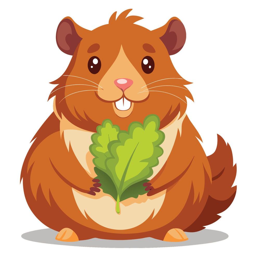 A cartoon hamster holding a leaf vector