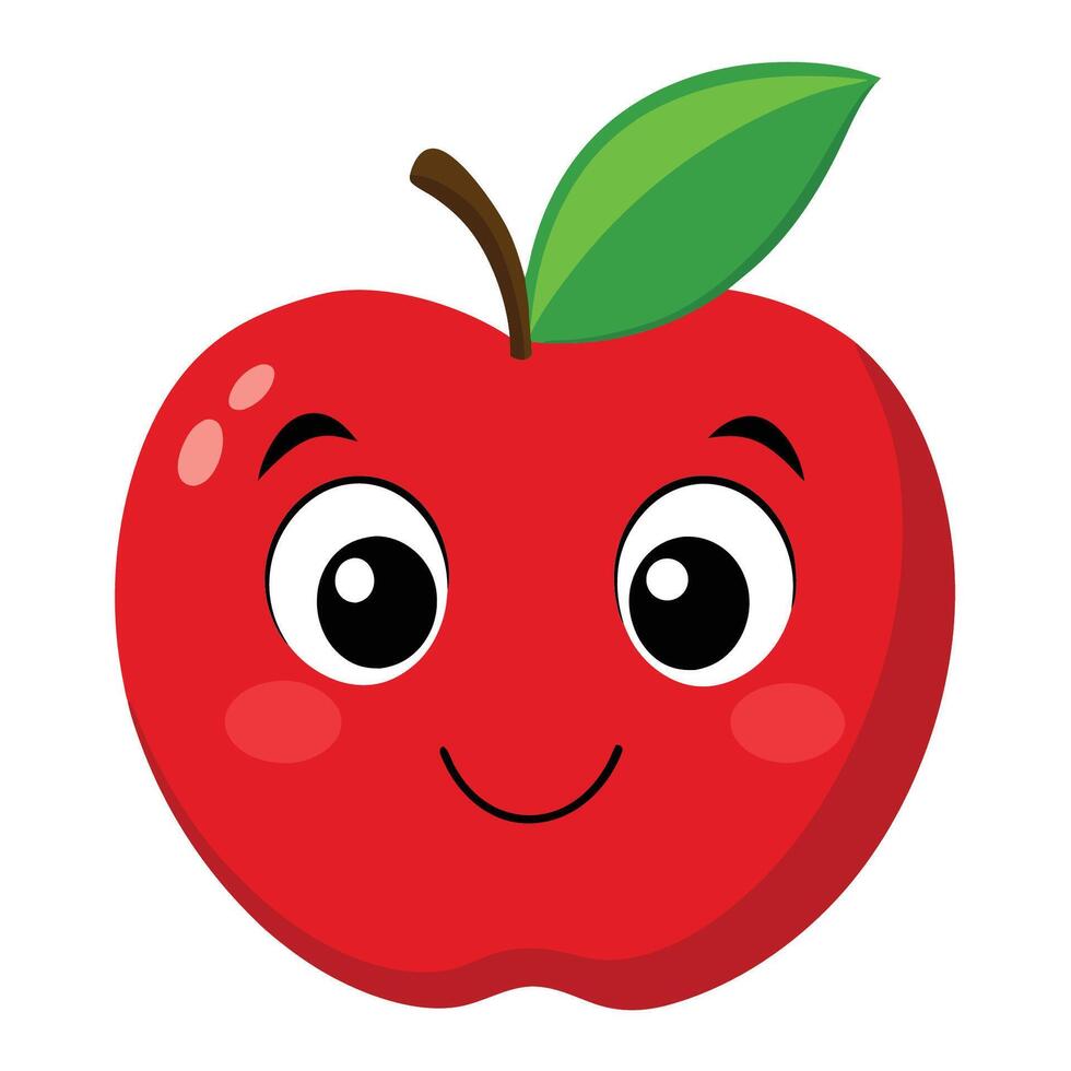 Apple cartoon with happy face vector