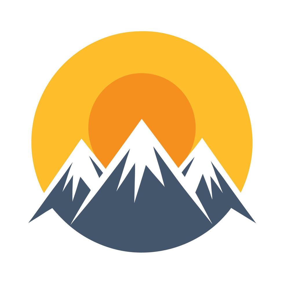 Mountain landscape with sun and mountains illustration vector