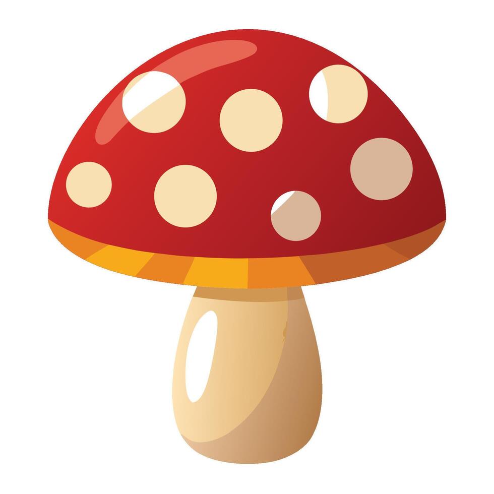 A red mushroom with polka dots on it vector
